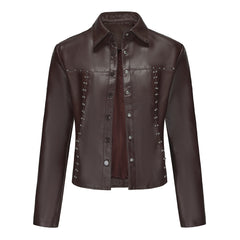 Rivets Thin Leather Jacket