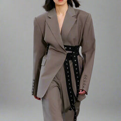 Autumn Winter Double Belt Loose Blazer