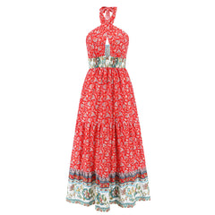 Sexy Lace up Summer Criss Cross Bohemian Vintage Floral Dress