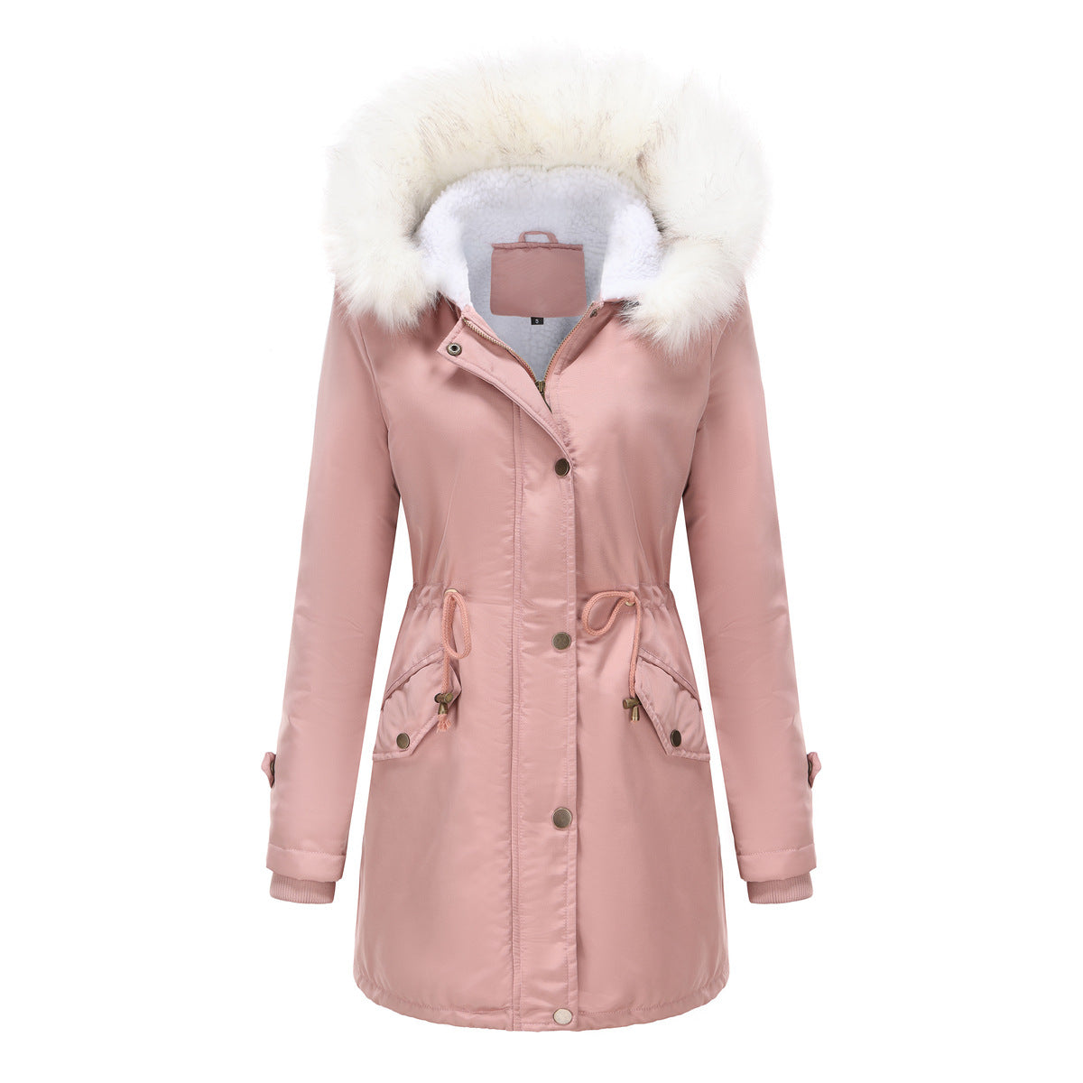 Detachable Fur Collar Hooded Cotton Padded Coat