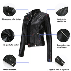 Women Thin Leather Short Jacket