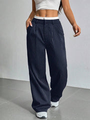 Casual High Waist Loose Drooping Straight Leg Pants