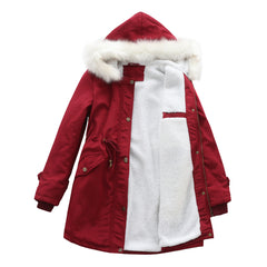 Detachable Fur Collar Hooded Cotton Padded Coat