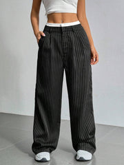 Casual High Waist Loose Drooping Straight Leg Pants