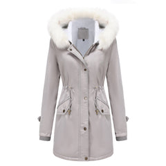 Detachable Fur Collar Hooded Cotton Padded Coat