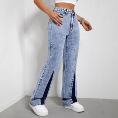 Women Wide Leg Mopping High Waist Denim Jeans