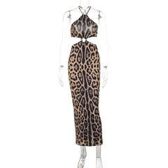 Sexy Leopard Print Bandeau Sling Party Dress