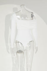 White One Shoulder Ruched Bodysuit