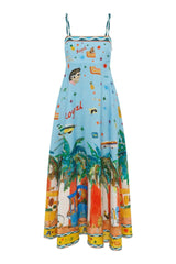 Sexy Sling Graffiti Printing Large Swing Dress