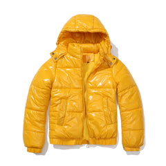 Hooded Long Sleeve Glossy Cotton Padded Jacket