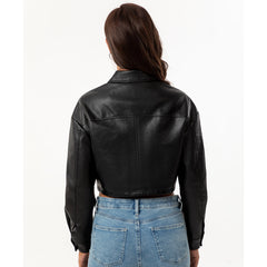 Loose Casual Leather Single Breasted Short Jacket