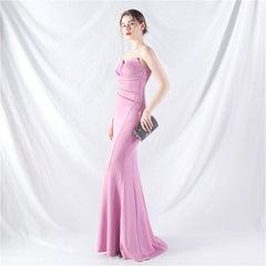 Elegant Off Shoulder Tube Top Satin Evening Dress