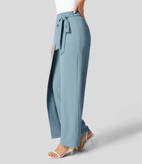 Women Casual Texture Wide Leg Trousers