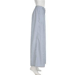 Stripe High Waist Pleated Loose Wide Leg Pants