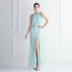 Elegant Micro Glass Beaded Sequined Evening Dress