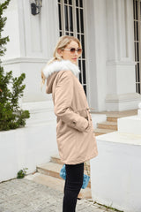 Detachable Fur Collar Hooded Cotton Padded Coat