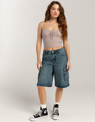 Street Hipster Washed Denim Straight Short