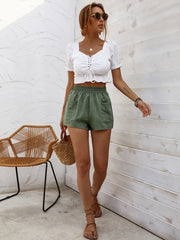 Women High Waist A Line Wide Casual Shorts