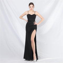 Elegant Boning Corset Vest Split Camisole Evening Dress