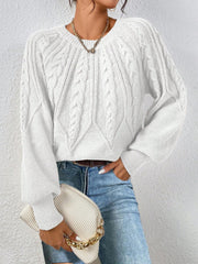 Round Neck Knitted Long Sleeve Twist Sweater