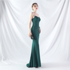 Elegant Off Shoulder Tube Top Satin Evening Dress