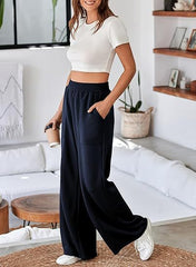 Women High Waist Loose Wide Leg Trousers