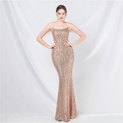 Elegant Beaded Colorful Sequin Long Evening Dress