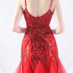 Elegant Mesh Floral Sequin V-Neck Evening Dress