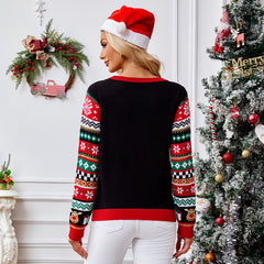 3D Decoration Christmas Elk Sequin Sweater