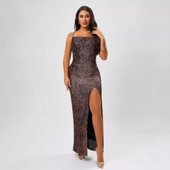 Sequin Sleeveless Split Formal Dress