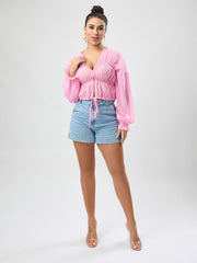 Fall Casual Chiffon Bell Sleeve Top