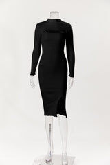 Women Half Turtleneck Long Sleeve Cutout Sweater Dress