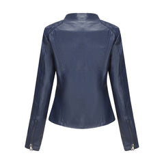 Women Motorcycle Thin Leather Jacket