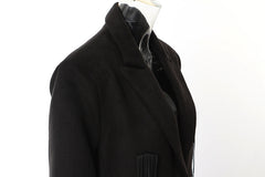 Faux Leather Tassel Mid Windbreaker Woolen Coat