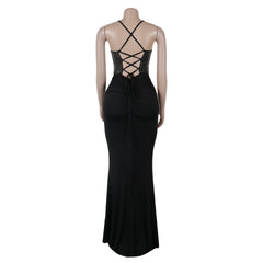 Elegant Rhinestone Cutout Pleated Formal Dress