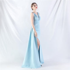 Elegant Folding Slit Satin Evening Dress