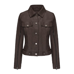 Long Sleeved Motorcycle Thin Leather Jacket