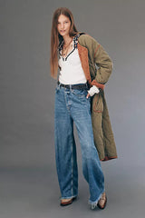 Retro High Waist Drooping Wide Leg Denim Jeans