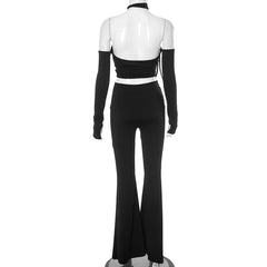 Women Solid Color Cutout Strap Jumpsuit