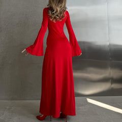 Women Slim Fit Long Sleeve Split Maxi DayDress