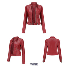 Women Thin Leather Short Jacket