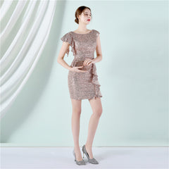 Elegant Sequin Short Cocktail Evening Dress