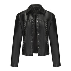 Rivets Thin Leather Jacket