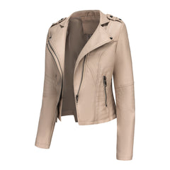 Long Sleeved Rivet Leather Jacket