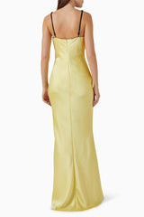 Sexy Split Velvet Patchwork Cutout Camisole Evening Dress