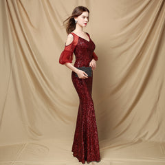 Elegant Silk Tassel Sequin Fishtail Formal Dress