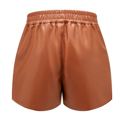 Women Simple Faux Leather Shorts