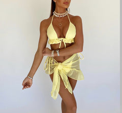 Net Skirt Hemline Pleated Swimsuit