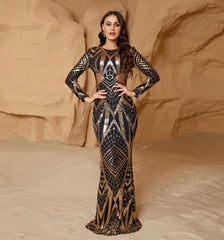 Long Sleeves Bodycon Sequined Evening Dress