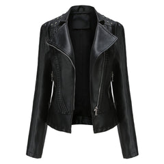 Women Rivet Thin Leather Jacket